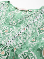 Ikat Printed Green Top