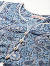 Paisley Blue Printed Afghani Chogha