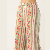 Green printed cotton pants