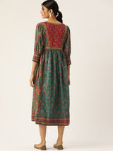 Green cotton printed kurti dress