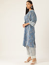 Paisley Blue Printed Afghani Chogha