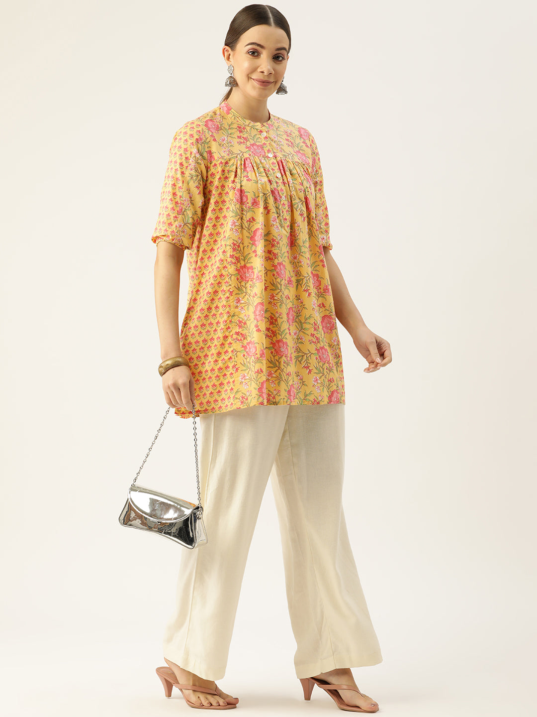 Yellow Ethnic Motifs Printed Kurti