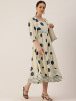 Polka Dots Navy Blue Printed Dress