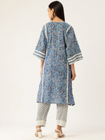 Paisley Blue Printed Afghani Chogha