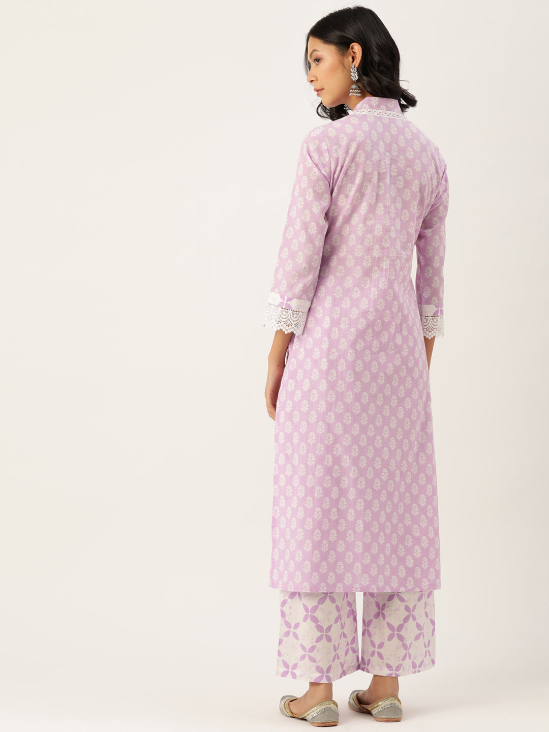 Lavender Printed Kurta and Palazzo Set