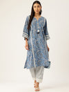 Paisley Blue Printed Afghani Chogha