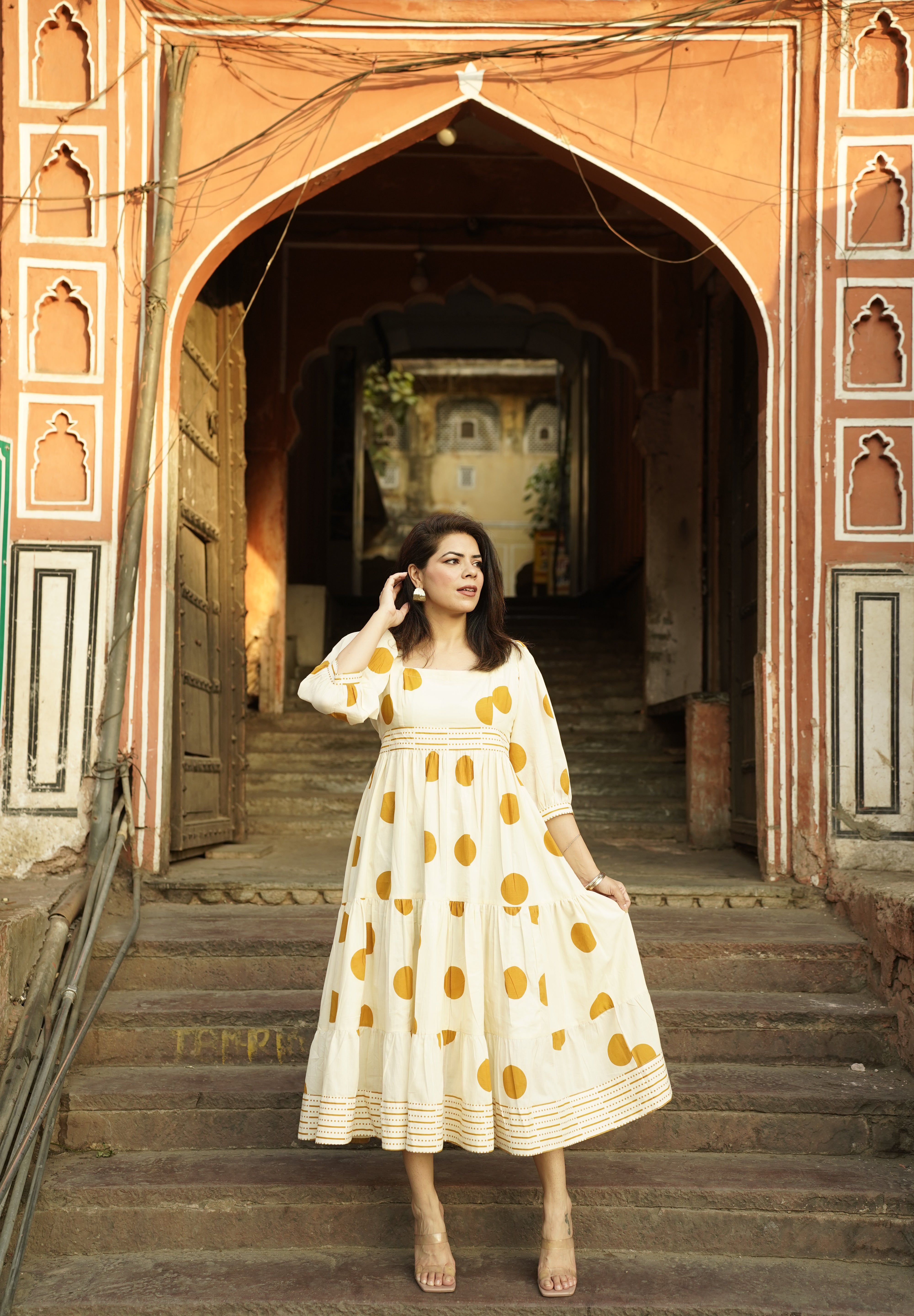 Polka Dots Mustard Printed Dress