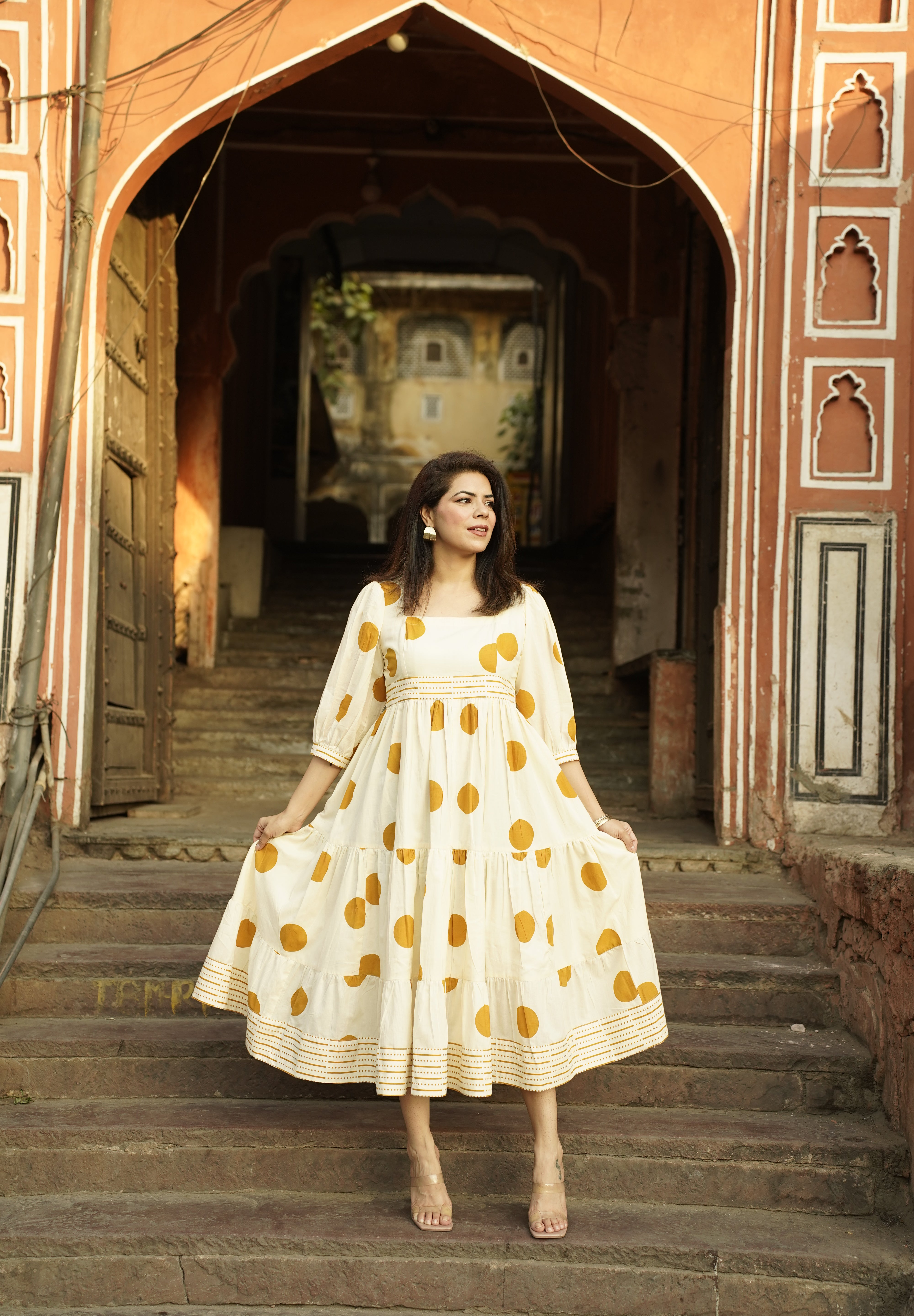 Polka Dots Mustard Printed Dress