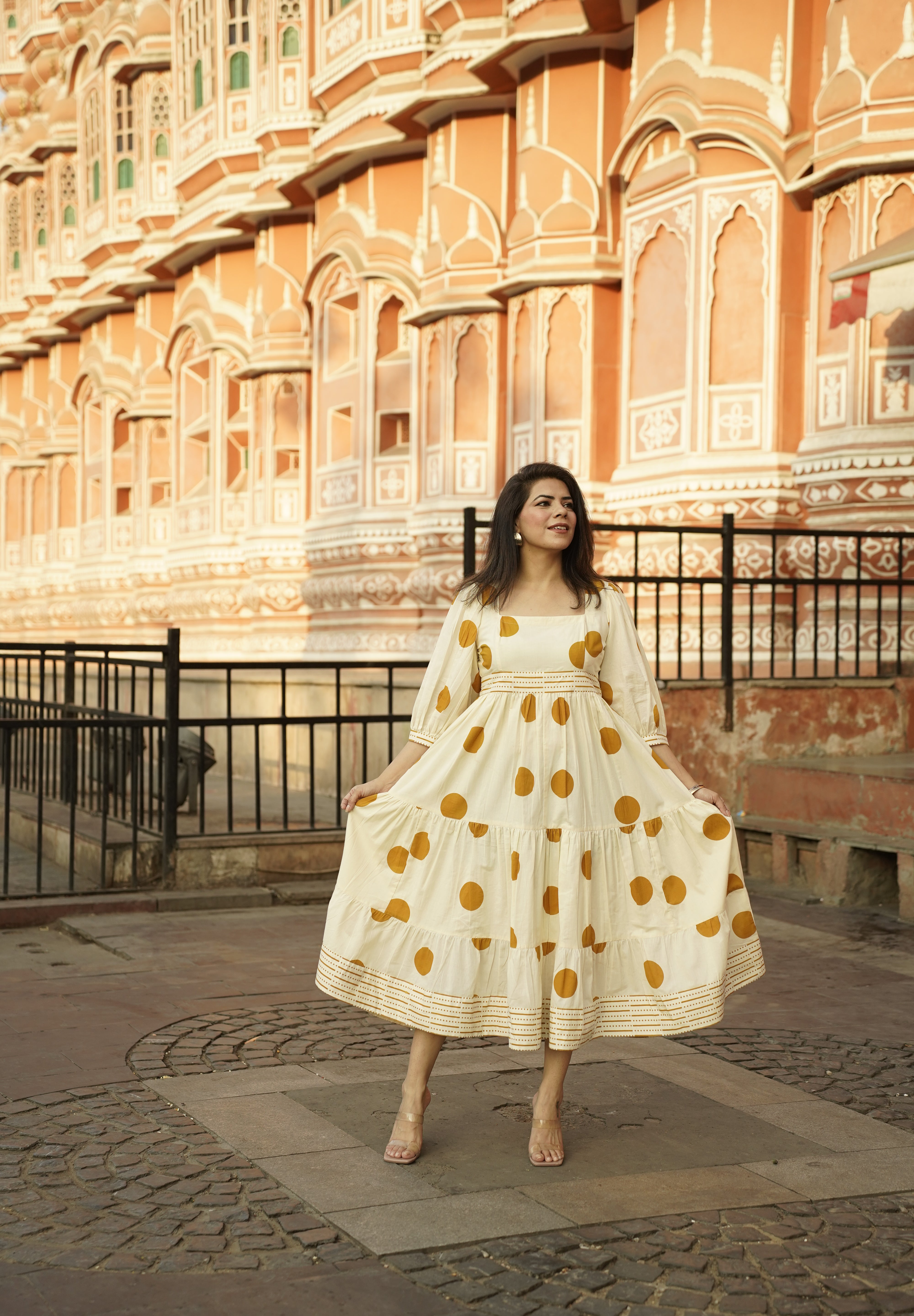 Polka Dots Mustard Printed Dress