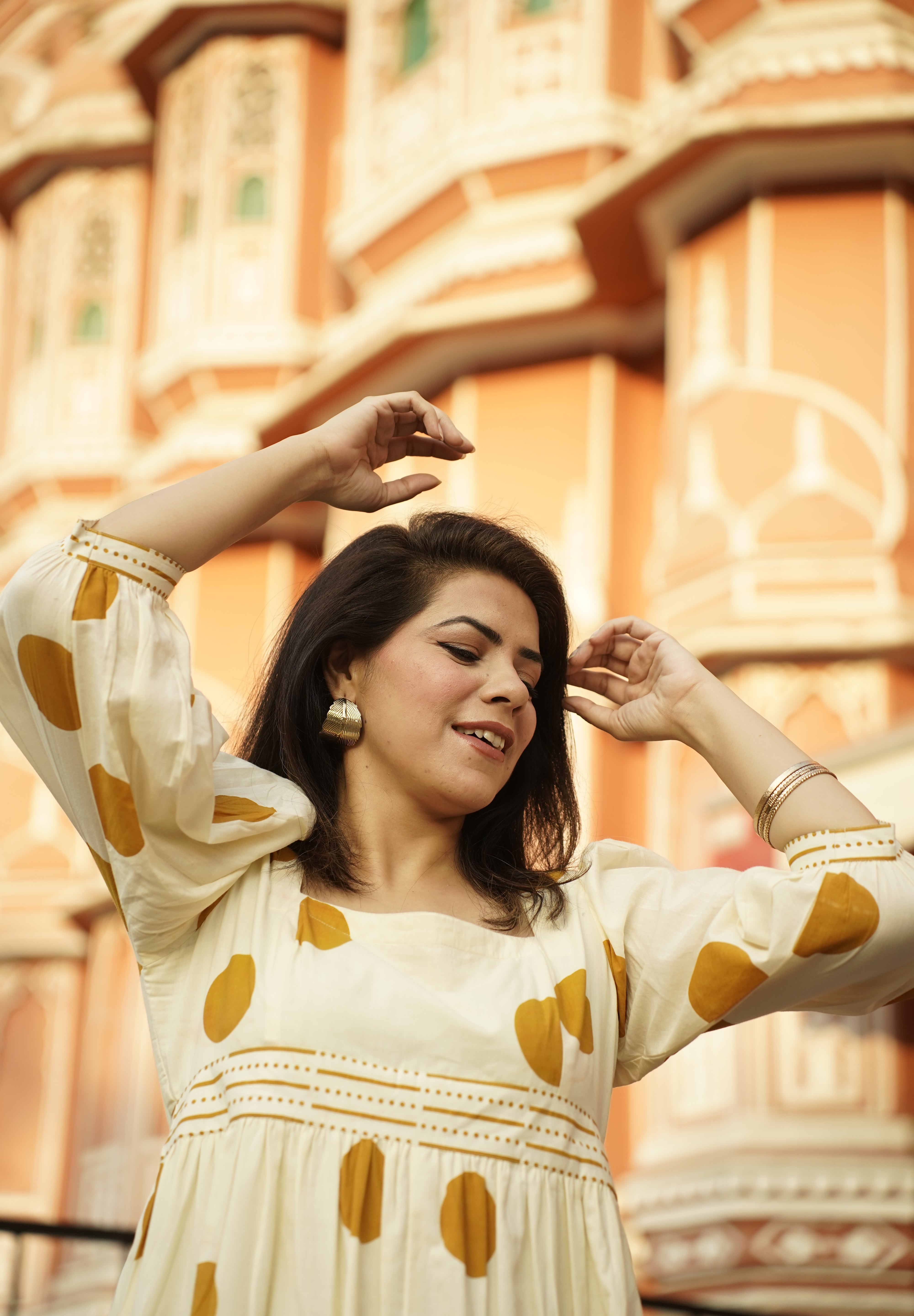 Polka Dots Mustard Printed Dress