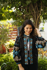 Black Full Sleeves Embroidered Jacket