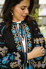 Black Full Sleeves Embroidered Jacket