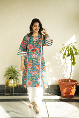 Green Printed Afghani Chogha Set