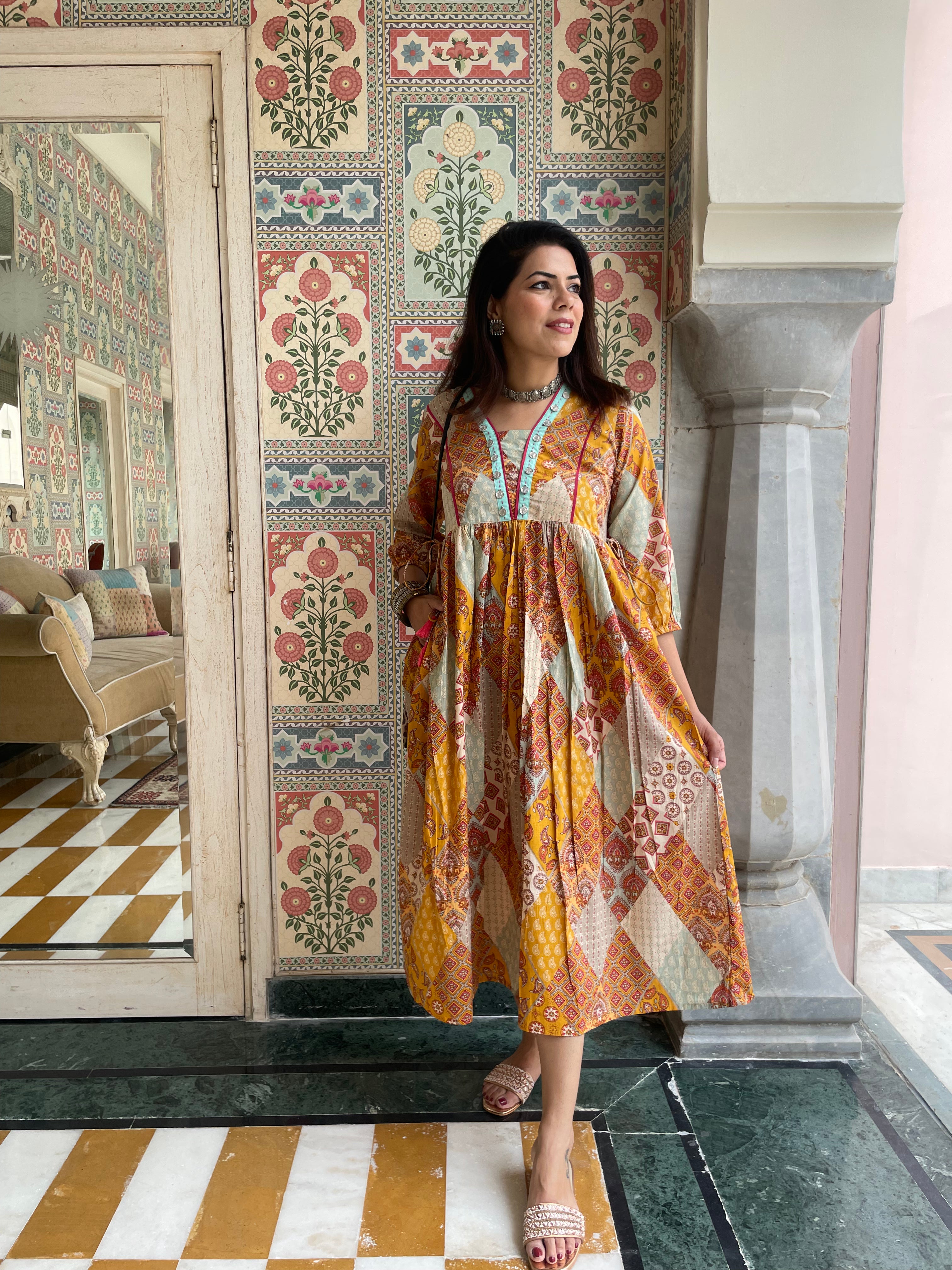 Jodhpur Ethnic Motifs Midi Dress