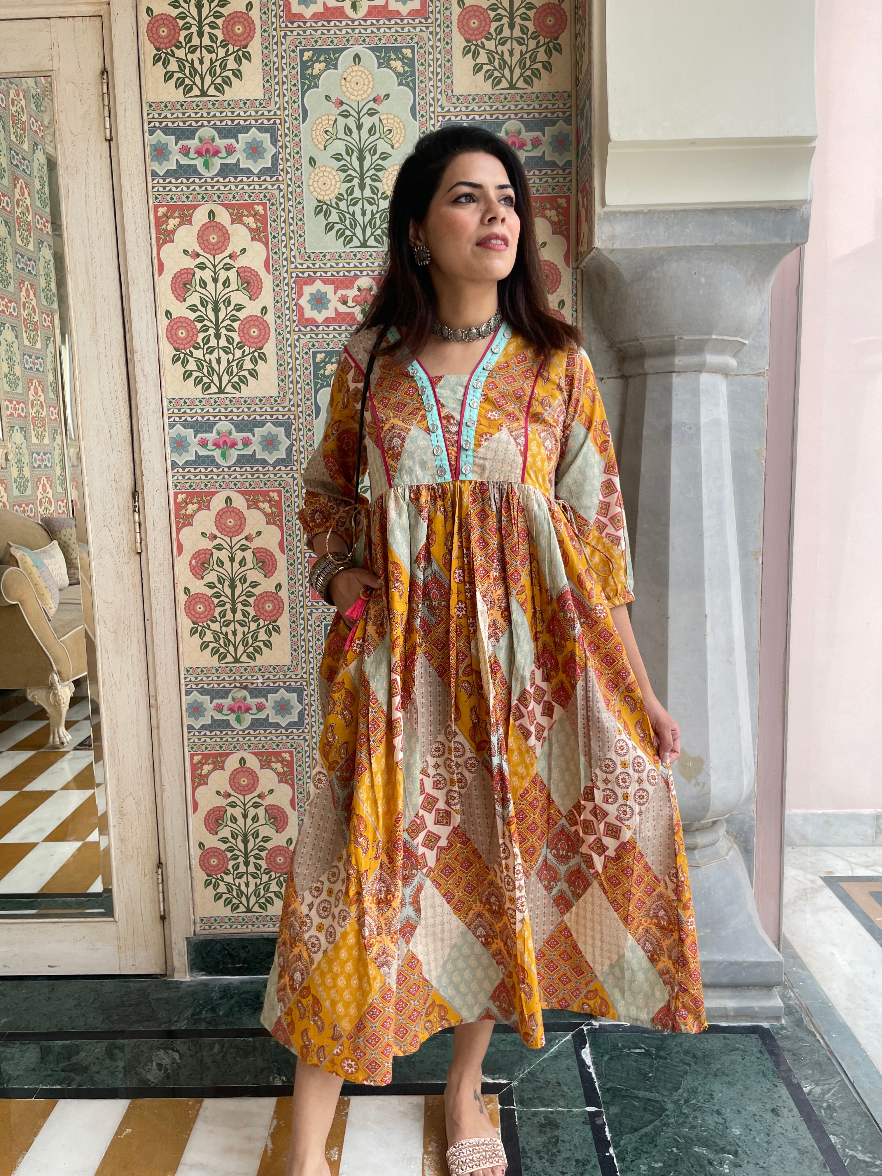 Jodhpur Ethnic Motifs Midi Dress