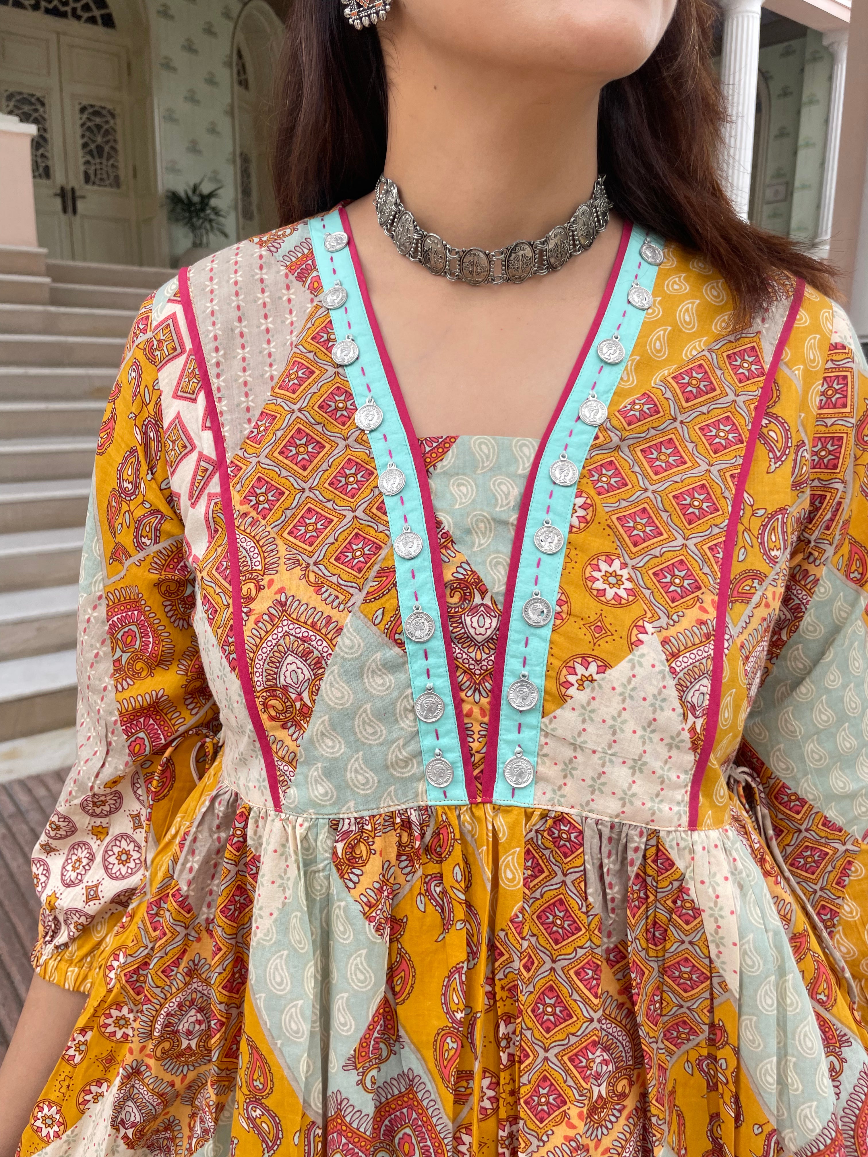 Jodhpur Ethnic Motifs Midi Dress