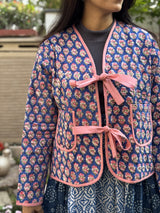 Blue Free-Size Quilted Cotton Jacket