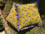 Mustard Printed Cushion Cover with Frill-(Set of 2)