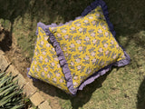 Mustard Printed Cushion Cover with Frill-(Set of 2)