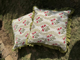 White Printed Cushion Cover with Frill-(Set of 2)