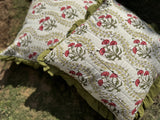 White Printed Cushion Cover with Frill-(Set of 2)