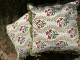 White Printed Cushion Cover with Frill-(Set of 2)