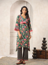 Green Printed Boho Kurta Set