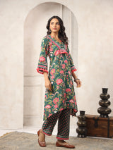 Green Printed Boho Kurta Set