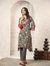 Green Printed Boho Kurta Set