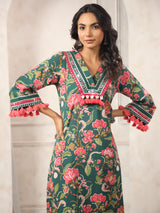 Green Printed Boho Kurta Set