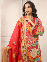 Red Printed Pakistani Suit Set