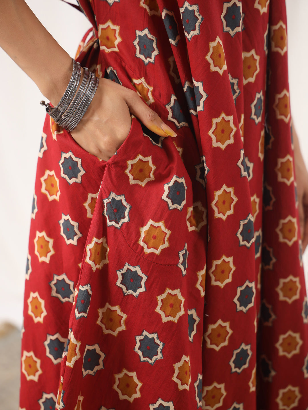 Red Printed Boho Cotton Jumpsuit