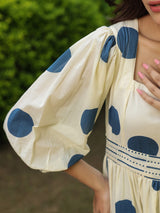 Polka Dots Navy Blue Printed Dress