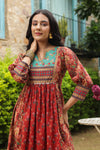 Red cotton printed kurti dress