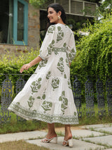 Printed Mughal Boota Dress with Sweetie Pie Neckline