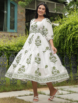 Printed Mughal Boota Dress with Sweetie Pie Neckline