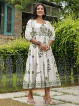 Printed Mughal Boota Dress with Sweetie Pie Neckline