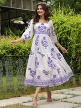 Printed Mughal Boota Dress with Sweetie Pie Neckline