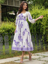 Printed Mughal Boota Dress with Sweetie Pie Neckline