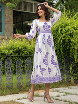 Printed Mughal Boota Dress with Sweetie Pie Neckline