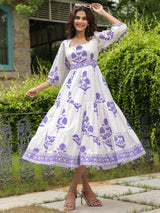 Printed Mughal Boota Dress with Sweetie Pie Neckline