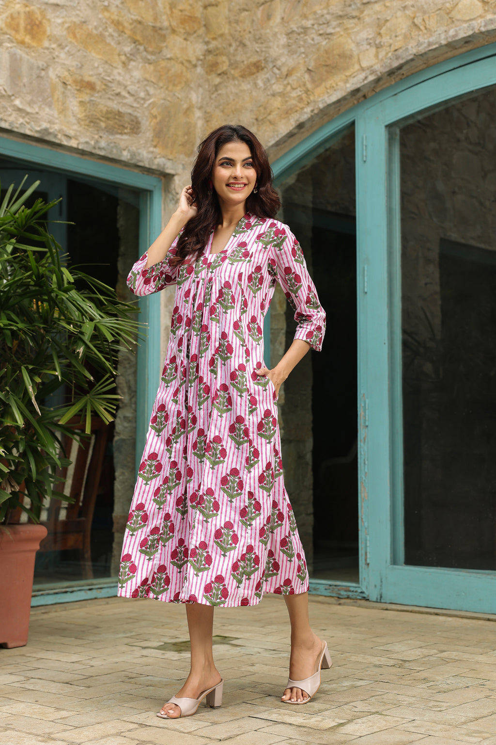 Gulmohar Printed Cotton A-Line Dress