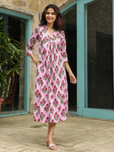 Gulmohar Printed Cotton A-Line Dress