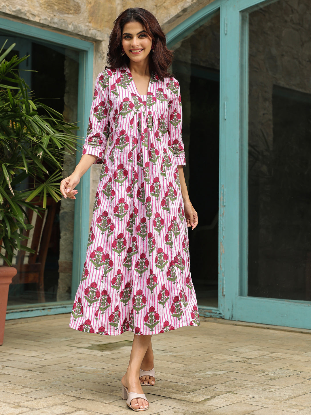 Gulmohar Printed Cotton A-Line Dress