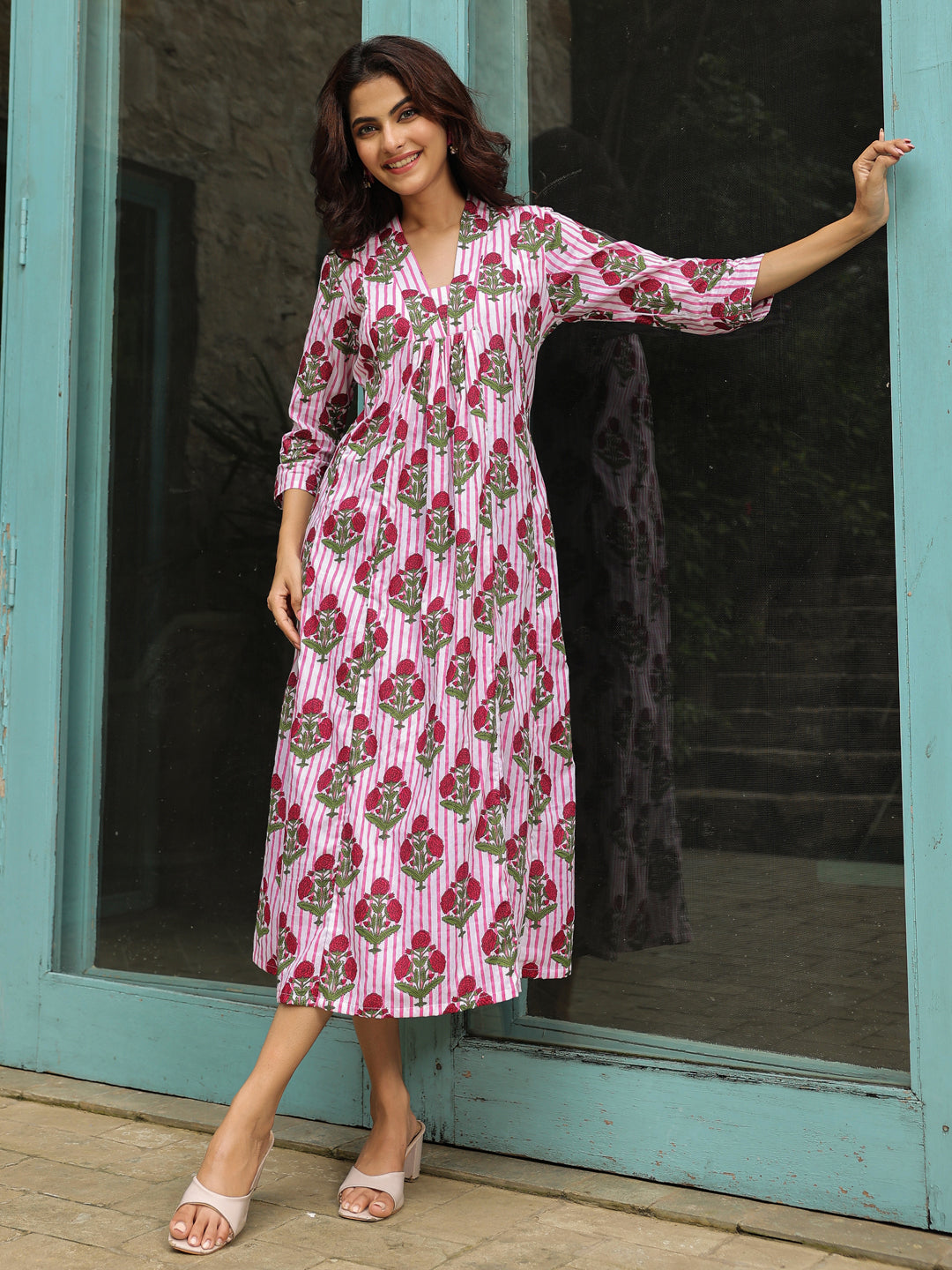 Gulmohar Printed Cotton A-Line Dress