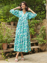 Humming Bird Printed Cotton Dress