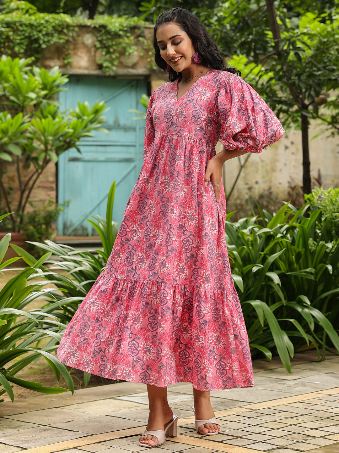 Pink Printed Cotton Dress