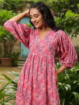 Pink Printed Cotton Dress