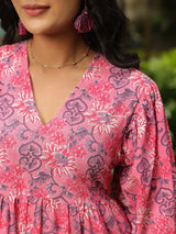 Pink Printed Cotton Dress