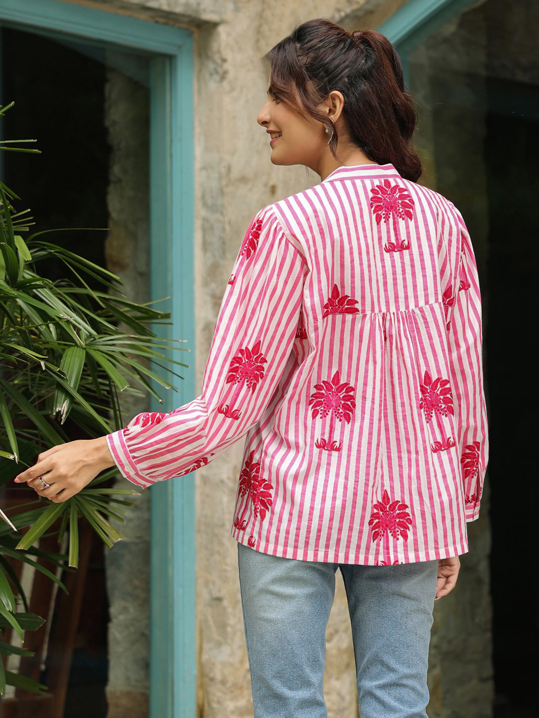 Pink Palm Printed Shirt